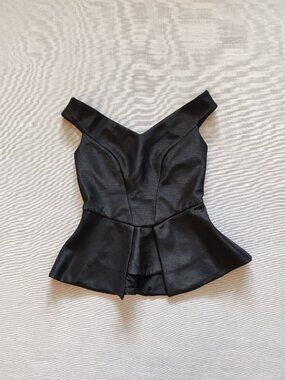CAMEO Collective Black Off-The-Shoulder Peplum Top Bustier Blouse Sz XS